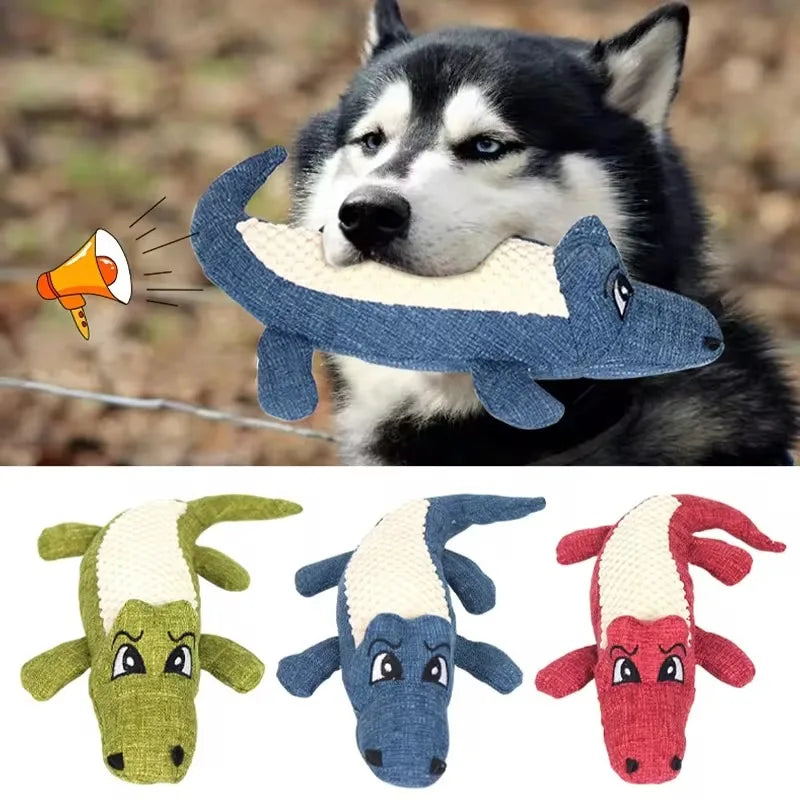 Plush Gator Chew Toy – Squeaky Dog Toy for Teeth & Training Fun - Prateeks Woof Warehouse